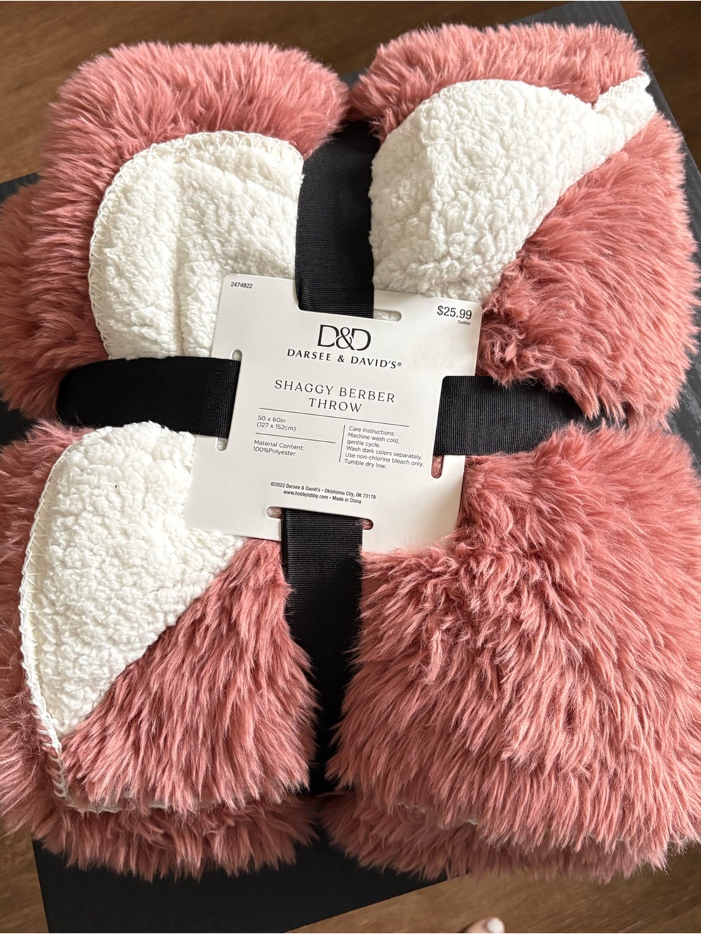 Pink Shaggy Berber Throw with White Sherpa Backing